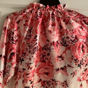 Anne Klien Pink and Red Floral Blouse